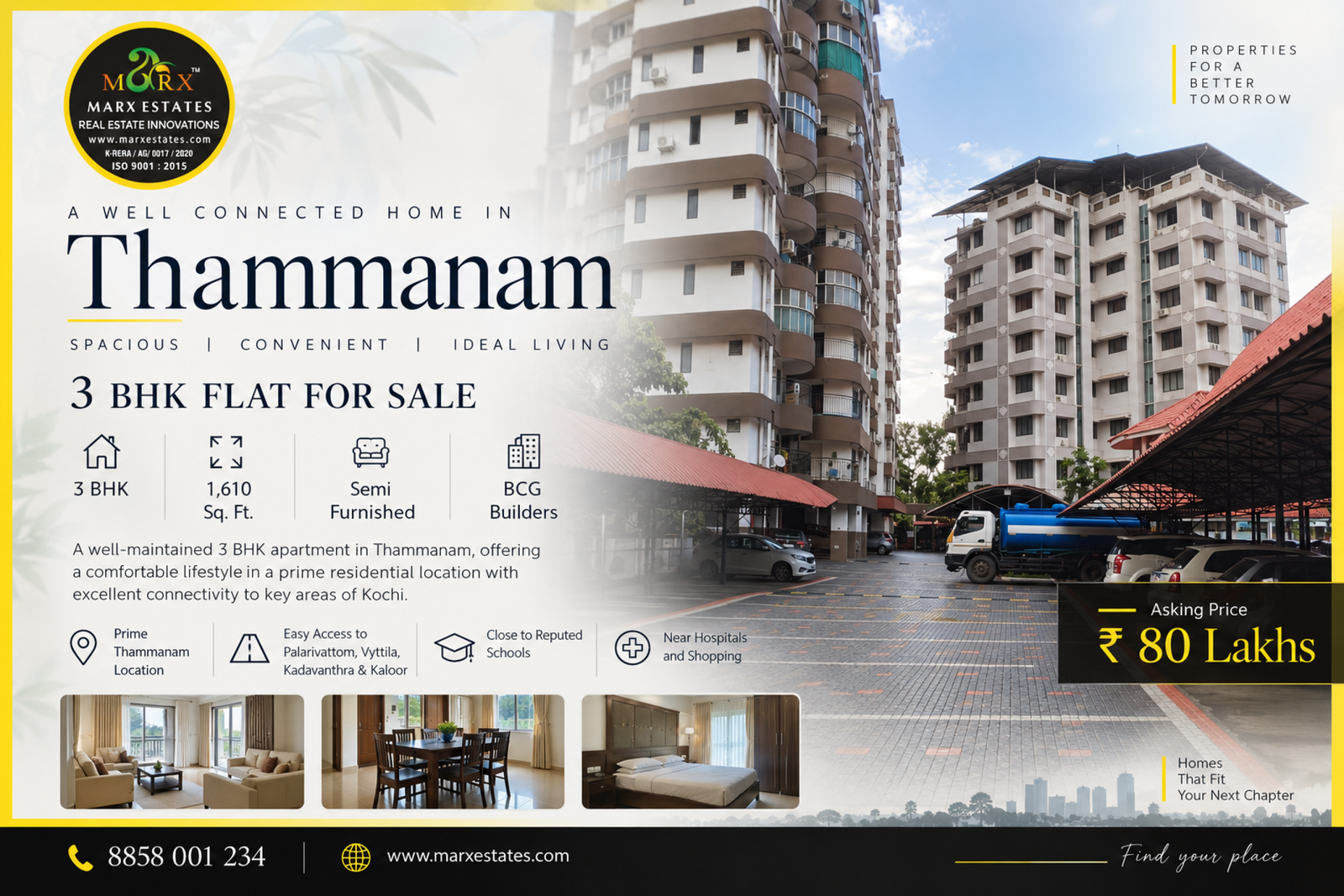 3 BHK for Sale Thammanam