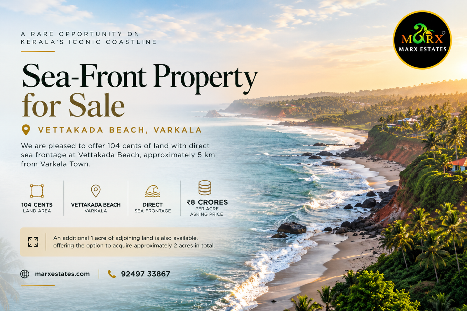 Sea-Front Property in Varkala for sale