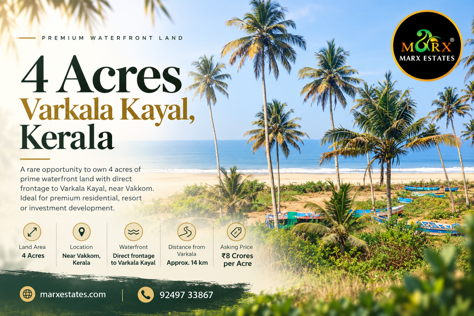 Waterfront Land for Sale at Varkala